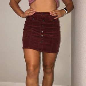 Velvet Maroon Button up Skirt